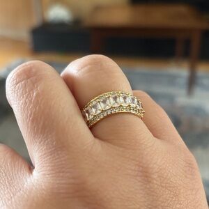 Gold and Silver Women's Ring with Sparkling Accents
